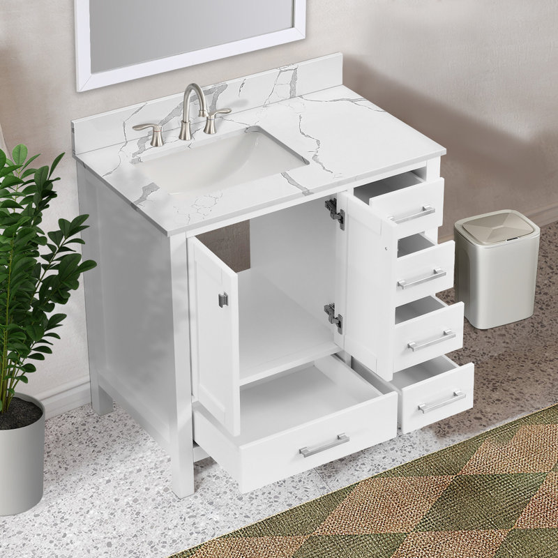 Meuble-lavabo simple 36 po Cholena, Blanc