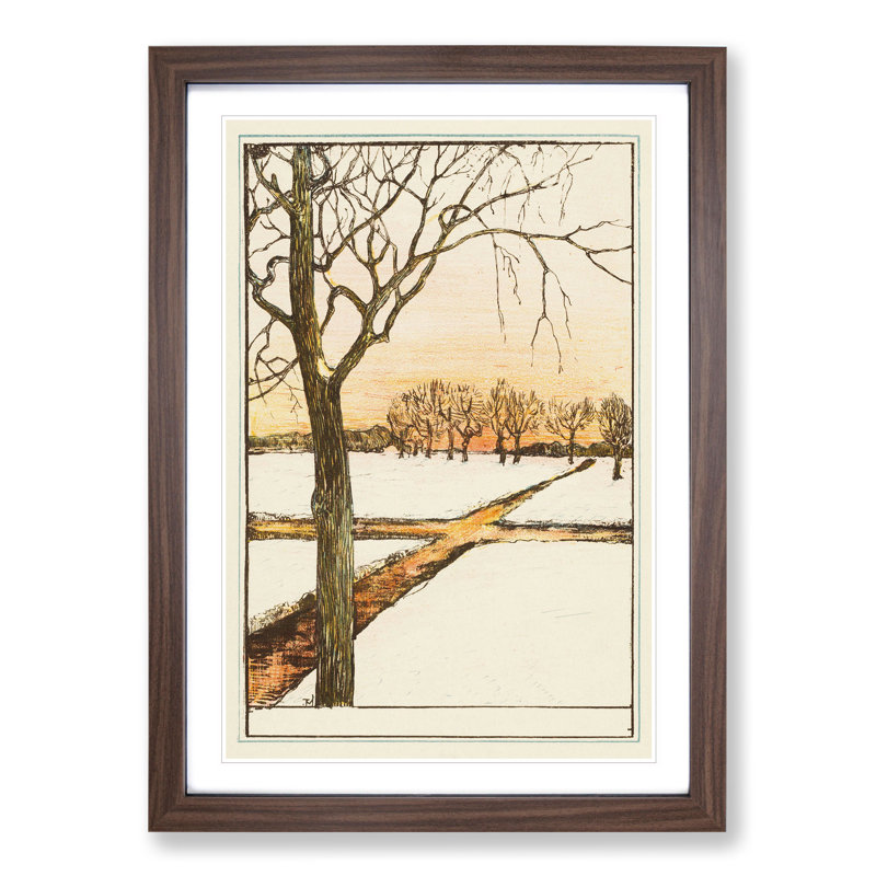 Snow Landscape by Theo Van Hoytema - Picture Frame Painting, Walnut Framed, 36cm H x 27cm W x 2cm D