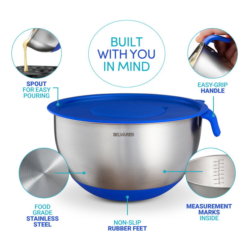 Stainless Steel Mixing Bowl with Lids Set (Set of 3)