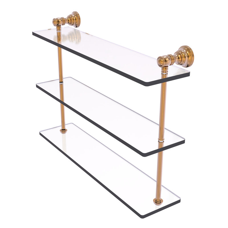 Freyja 3 Piece Glass with Towel Bar, 16" H x 22" W x 5.54" D, Brushed Bronze