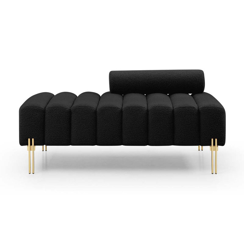 Gracelee Upholstered 53.2'' Sofa, Black Faux Sherpa Fleece Fabric