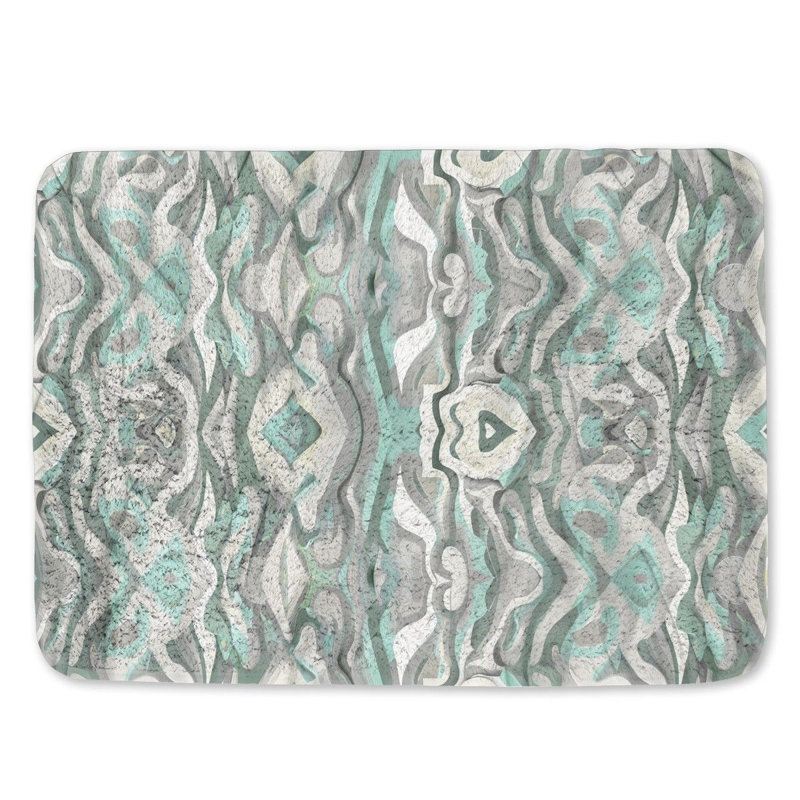 Tapis de bain à texture ondulée, motif élégant, décor de salle de bain, formes organiques, L 21 po x L 34 po