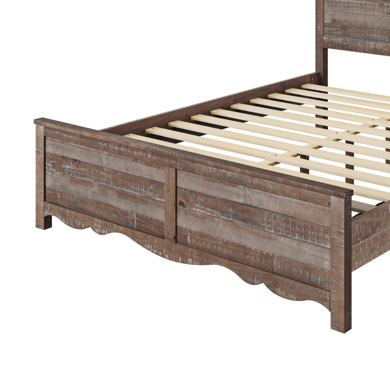Lit plateforme en bois massif Detarius, Grand, Craie