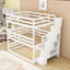 Lit superposé double au-dessus de double au-dessus de double avec barrières de sécurité et escalier de rangement-271074362