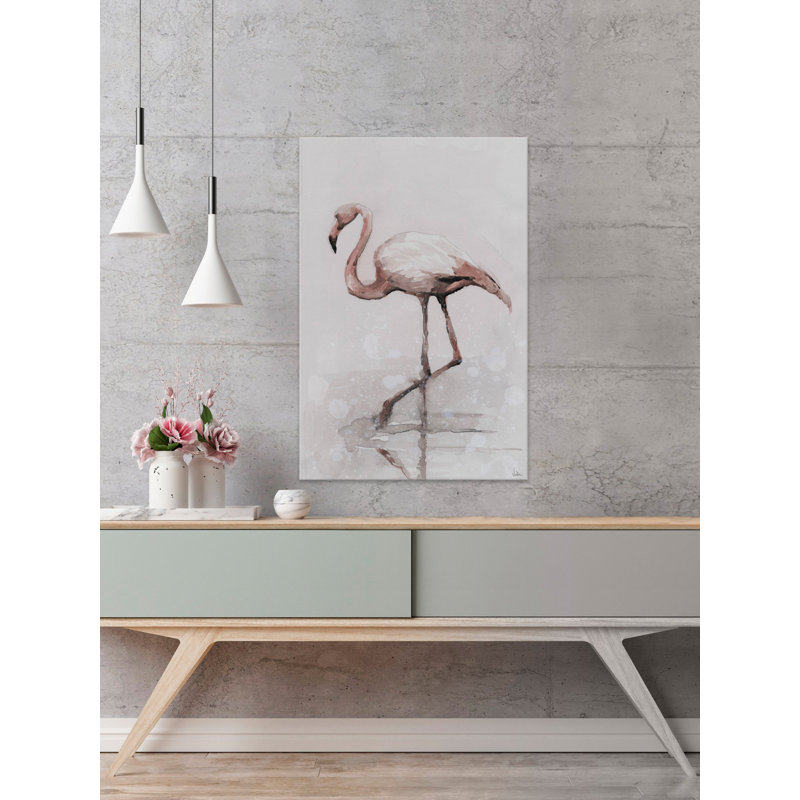 «Flamingo Splash», reproduction sur toile, H 60 po x l 40po x P 1,5 po, Toile tendue