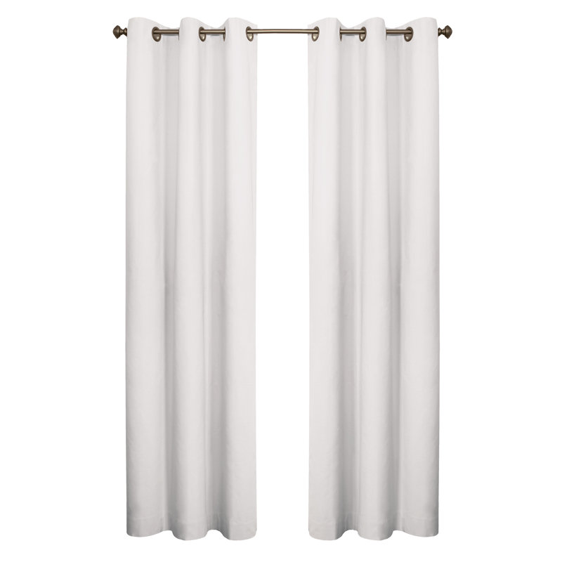 Mcgowen 100% Cotton Solid Room Darkening Thermal Grommet Curtain Panels, 40" W x 63" L, White