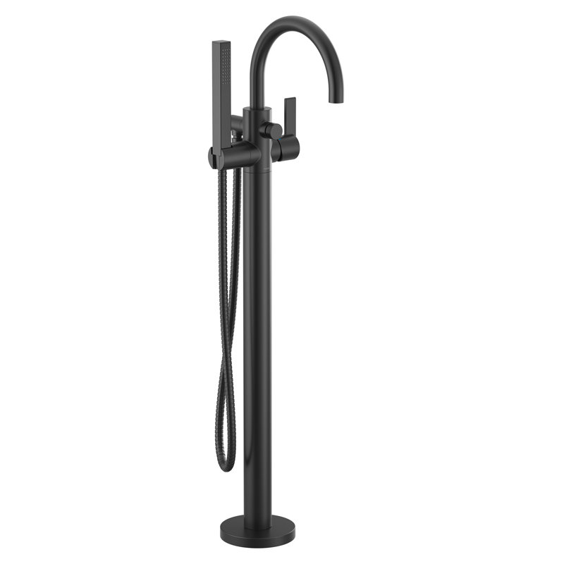 Moen Cia One Handle Freestanding Floor Mount Tub Filler with Handshower, Mounting Kit Required — Matte Black (615BL)