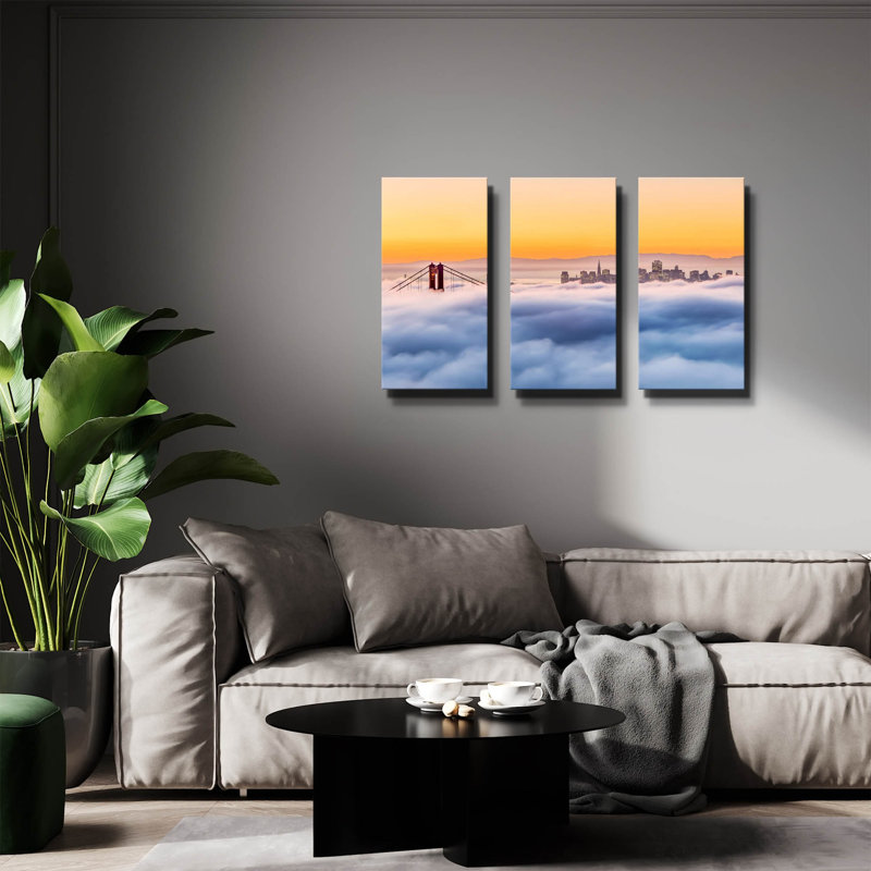 « Brouillard matinal » d'Ann Gordon, triptyque mural, 91,4 cm x 61 cm, 78 po x 34 po