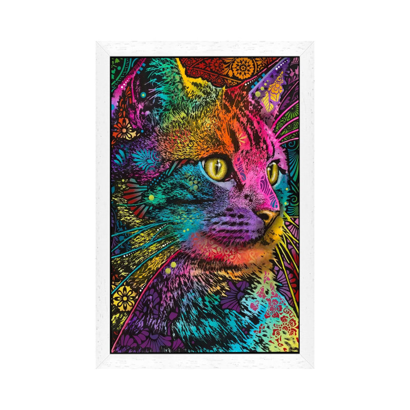 Felis by Dean Russo - Painting on Canvas, 66.04 cm H x 45.72 cm W, White Framed