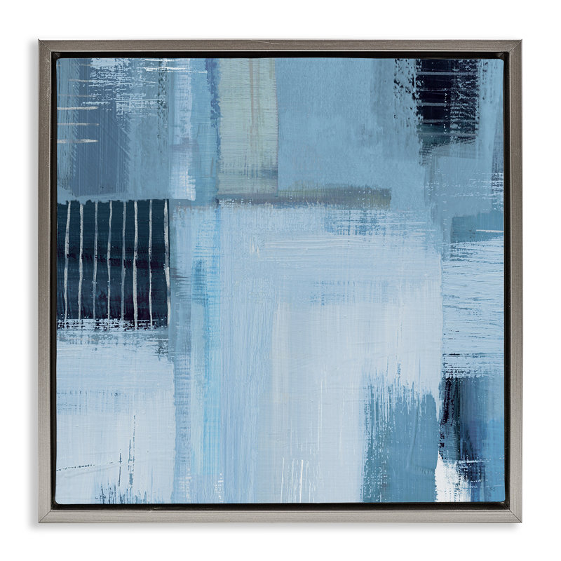  «Crosshatched Woven Abstract», art mural encadré flottant par Susan Jill, H 18 po x l 18 po, Cadre flottant gris lustré