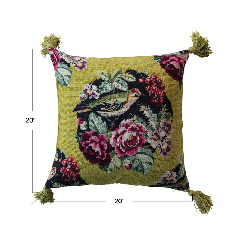 Linen Blend/Viscose Throw Square Pillow Cover & Insert