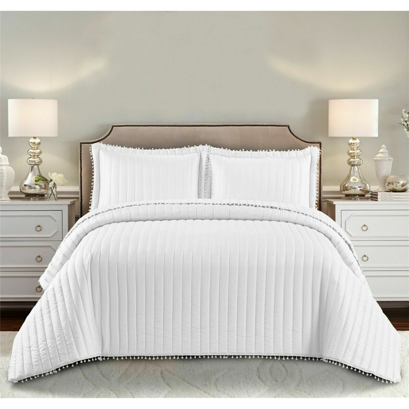 Willmot Microfibre Bedspread Set, 185 x 240 cm Bedspread - 1 Pillowcase, White