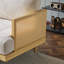 Three-Seater Sofa with Rattan Weave Accents and Wooden Frame