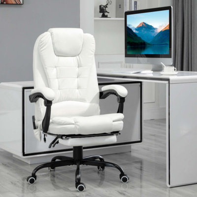 Fauteuil de massage vibrant à 7 points, fauteuil d'ordinateur à haut dossier avec support lombaire, repose-pieds, dossier inclinable, hauteur réglable