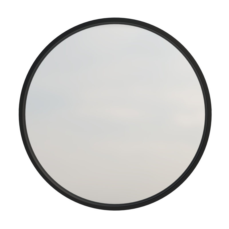 Miroir d’appoint rond en métal Aygun, Noir