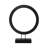 Modern Mango Wood and Iron Ring Sculpture on Rectangular Base Decorative Accent with Grooved Texture for Contemporary Display in Casual or Minimalist Settings, Sleek Freestanding Art Object-938113056