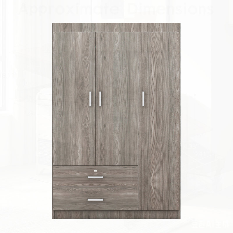 Armoire 3 portes avec 2 tiroirs, effet grain de bois pour un rangement amélioré et un attrait esthétique