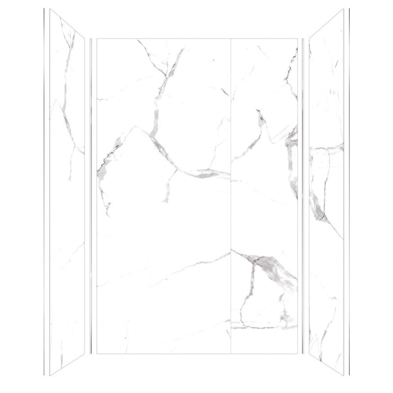 Transolid Titan Shower Wall Kit, White Caruso Glossy, 96" H x 60" W x 48" D