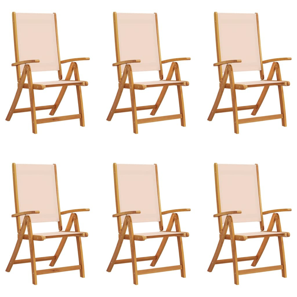 vidaXL - Folding Garden Chair Set - Acacia Wood - Brown - 6 Piece - Image 3