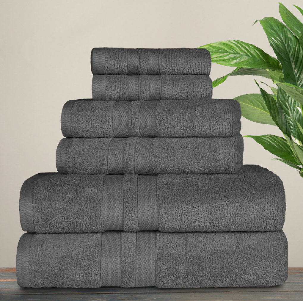 6-Piece Cotton Towel Set, Charcoal