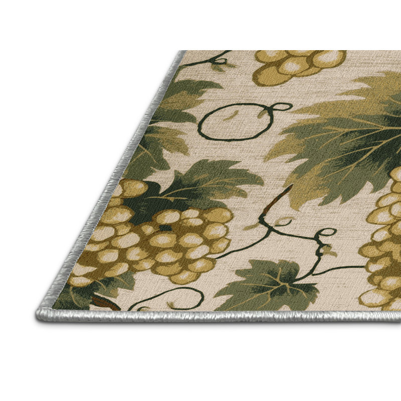  Tapis lavable raisin champagne et fruits, Carré 7 pi