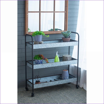 Étagère en métal galvanisé à 3 niveaux 35 x 12,5 x 40 pouces | Style campagnard industriel