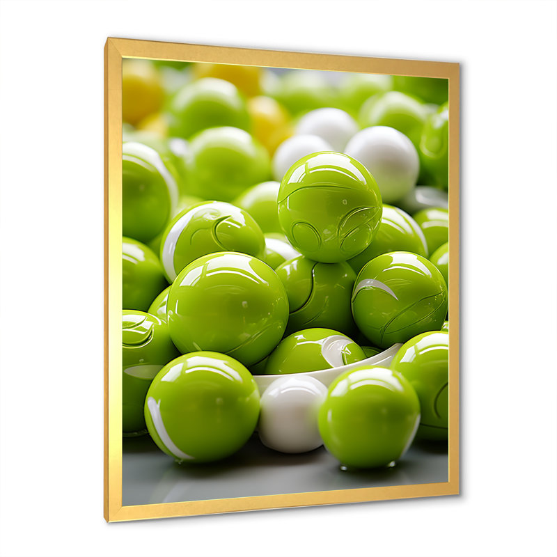 Fractale vert pomme II, Cadre doré simple, H 32 po x l 16 po x P 1 po