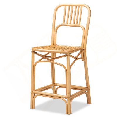 Tabouret de comptoir moderne de style bohémien avec ornements en rotin naturel et en bambou, parfait pour le confort et le style.