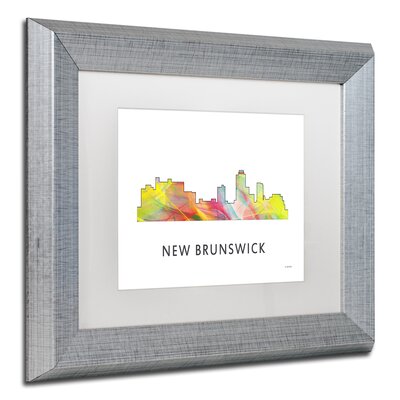 New Brunswick NJ Skyline WB-1"" by Marlene Watson Framed Graphic Art -  Trademark Fine Art, MW0396-S1620MF