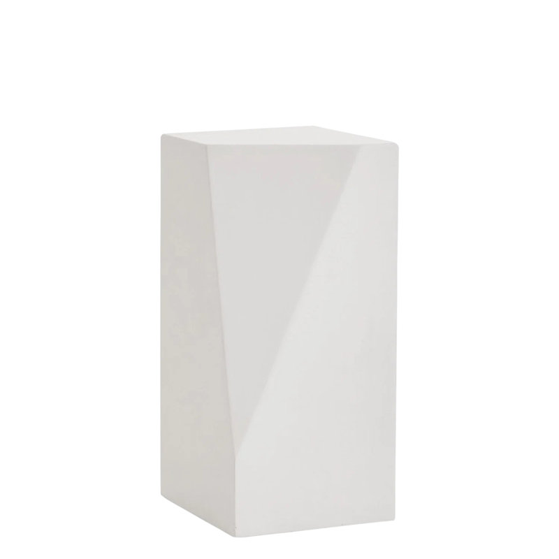 Ivory Polished Round Wood and Metal Pedestal Table