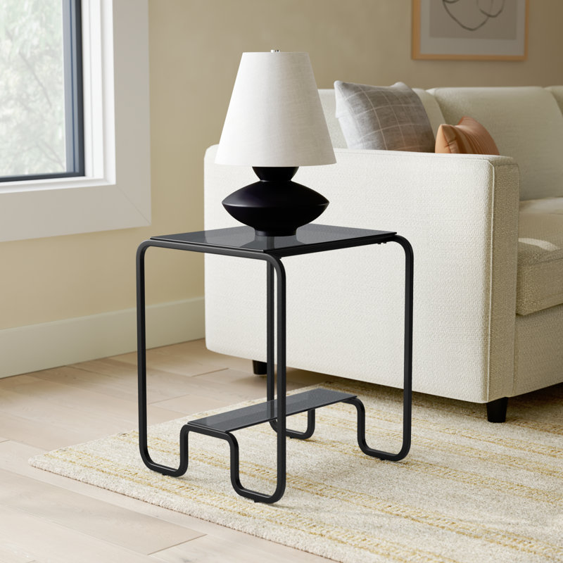 Akshata Cindina 2-Tier Tempered Glass End Table