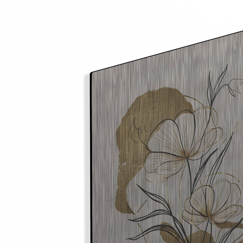 «Fleurs et or» par Andreas Magnusson, art mural en métal, H 24 po x l 16 po