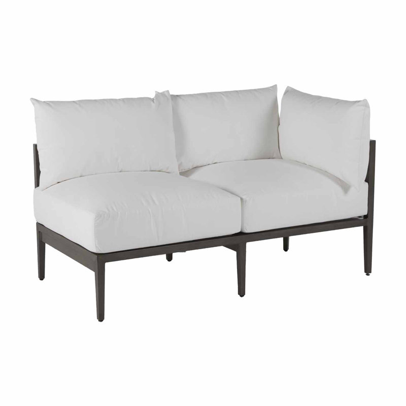 Santa Barbara 57.25" Wide Outdoor Loveseat with Cushions, Welt, Perigold Posh Snow, Dream