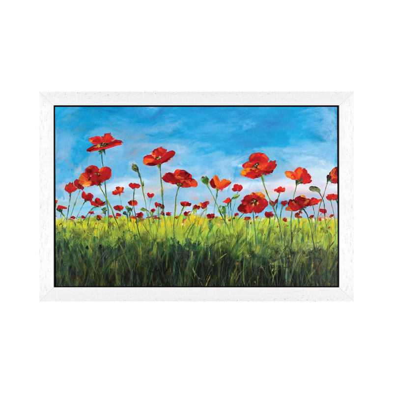 Wild Poppies by Julie Derice - Floater Frame Print on Canvas, 152.5 cm H x 101.5 cm W, White Framed