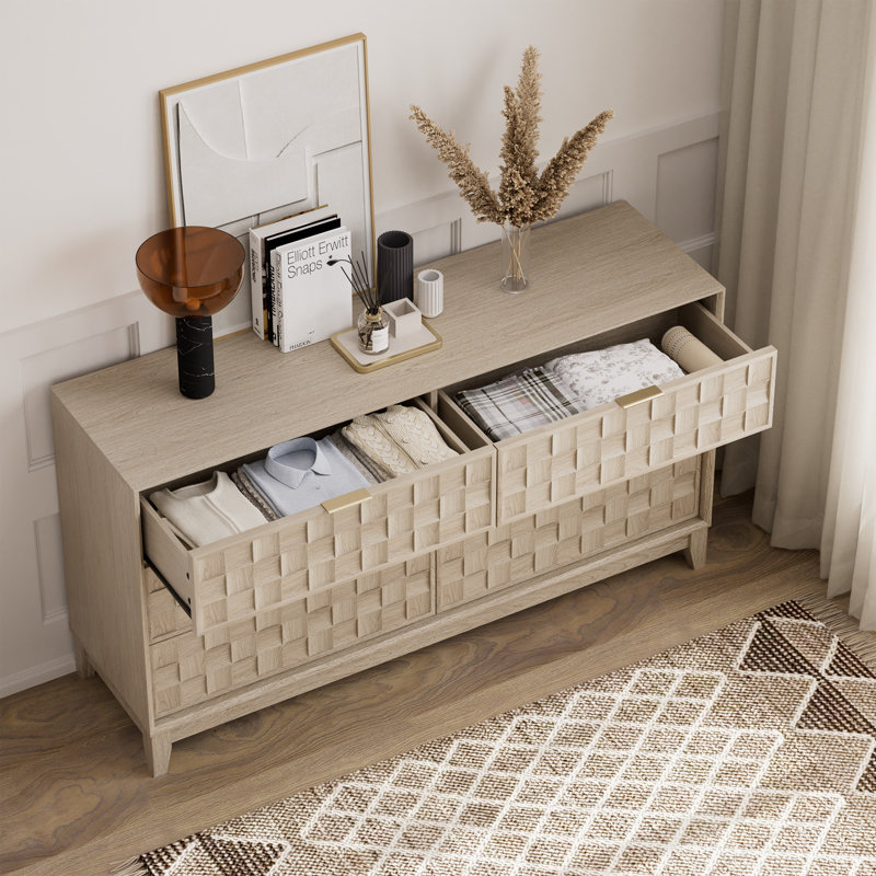 Valdean 6-Drawer 55" W Double Dresser, Chêne