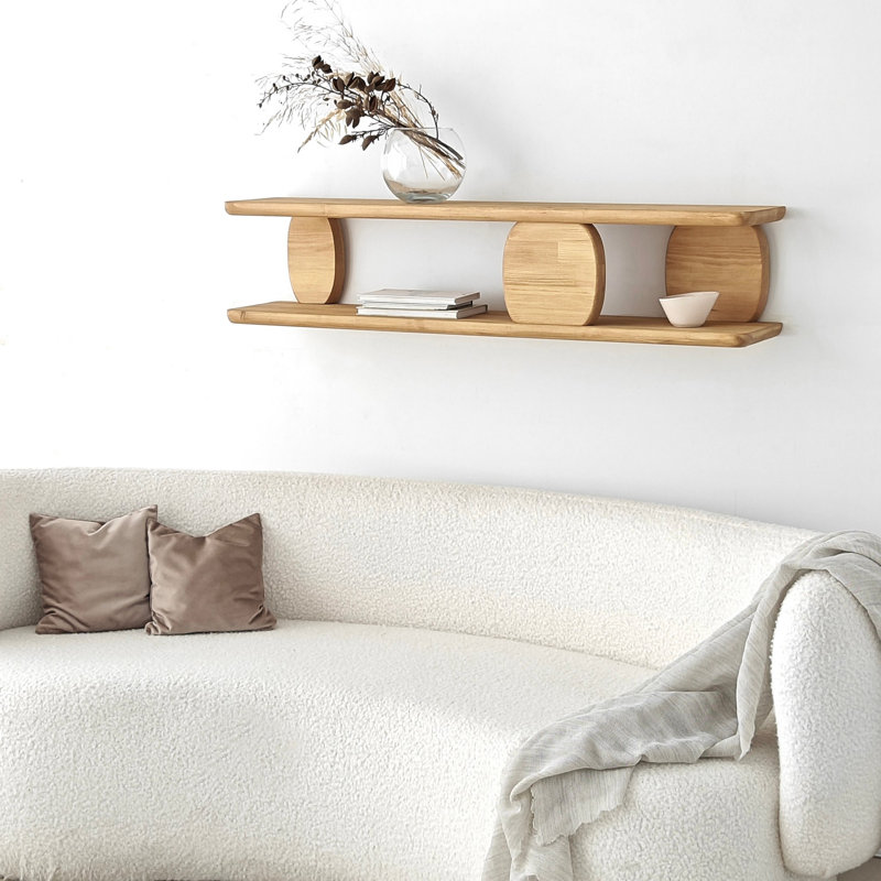 Colesen Solid Wood Wall Shelf, Oak Color, 47.2 x 11.8 x 9.4 inches | 100% Solid Wood Construction, Modern Scandinavian Design | Perfect for Living Room, Bedroom, or Office, Stylish Storage Solution