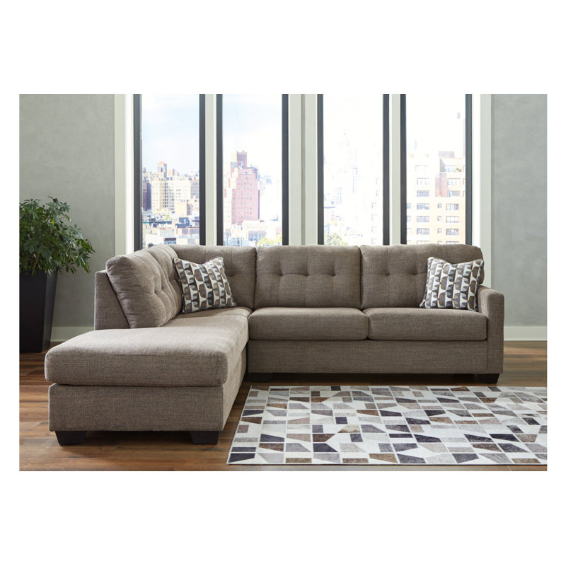 Canapé modulaire 2 pièces avec méridienne Armira, Orienté à gauche (vu de face), Polyester brun