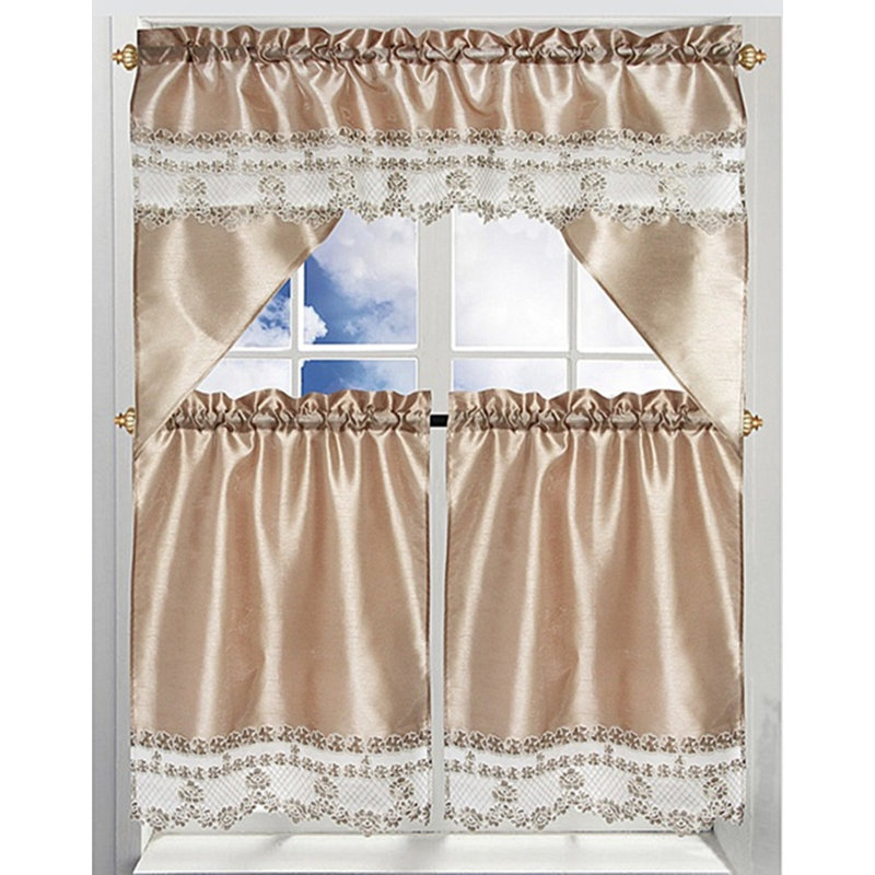 Ensemble 3 pièces de feston et de dentelle en polyester - Taupe