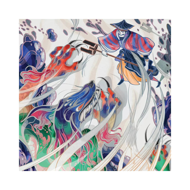 " Water Beast " by Sija Hong, No Mat, 26" H x 26" W x 1.5" D, Wrapped Canvas
