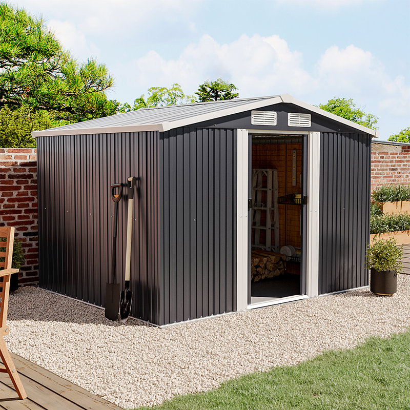 6x8 FT Large Metal Apex Roof Garden Tool Storage Shed