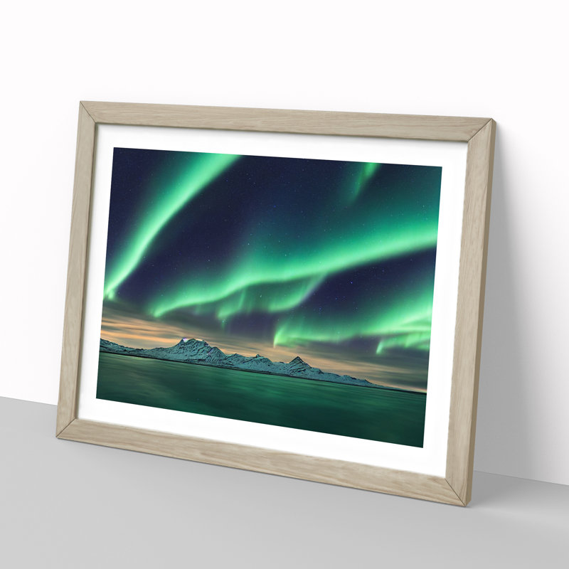 Distinguished Aurora Borealis - Single Picture Frame Print, 25cm H x 34cm W, Oak