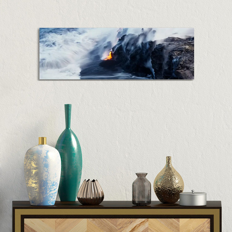 Glowing Lava Stream, Hawai'i Volcanoes National Park, Big Island, Hawaii, USA by Panoramic Images - Wrapped Canvas Panoramic Print