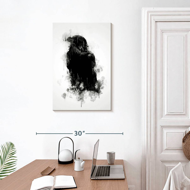 Brampt Crow Raven Black And White, 30" H x 20" W