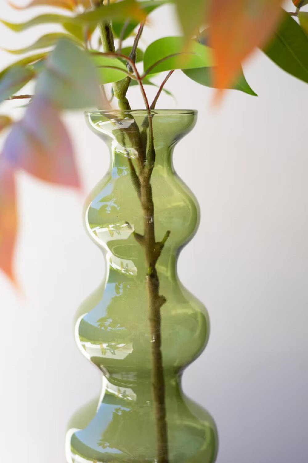 Small Glass Bubble Vase, 5.5" W x 5.5" D, Green