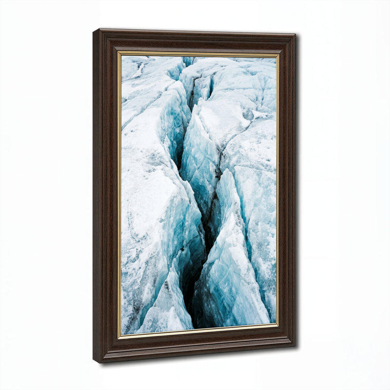 Art mural antique sur toile encadré doré pour le salon, la chambre à coucher, le bureau ou le vestibule - Décoration murale décorative avec glacier crevasse