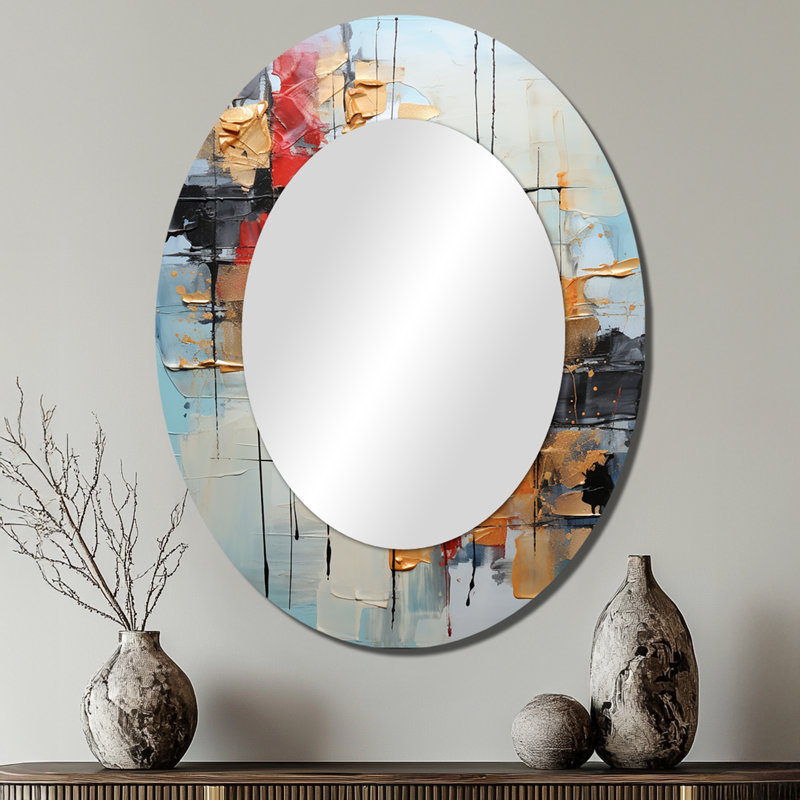Collage Serenade II - Miroir mural moderne ovale, 40 po x 30 po