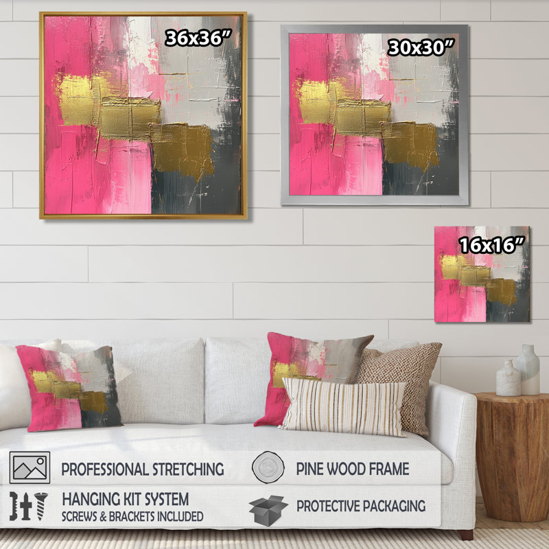 Scheller Cherry Blossom Pure Form - Art abstrait Mid-Century, Impression encadrée flottante, Argent argent, H 16 po x l 16 po