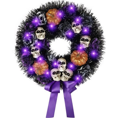 Faux Lighted Polyester 18'' Wreath