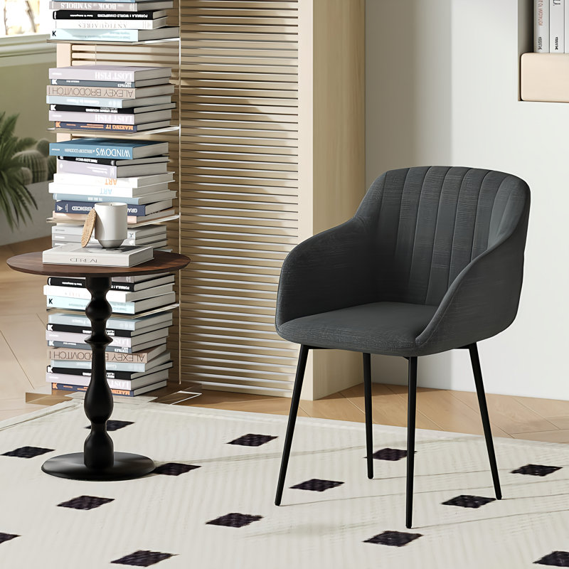 Ohio Upholstered Dining Chair, 2, Charcoal Grey Linen