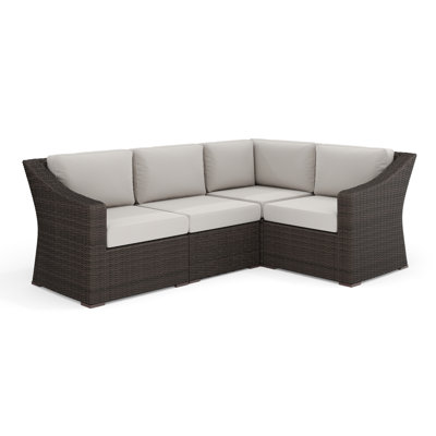 Martha Stewart Bedford Outdoor Modular Rattan Wicker 4-Seat Sectional Sofa With All-Weather Cushions by Martha Stewart